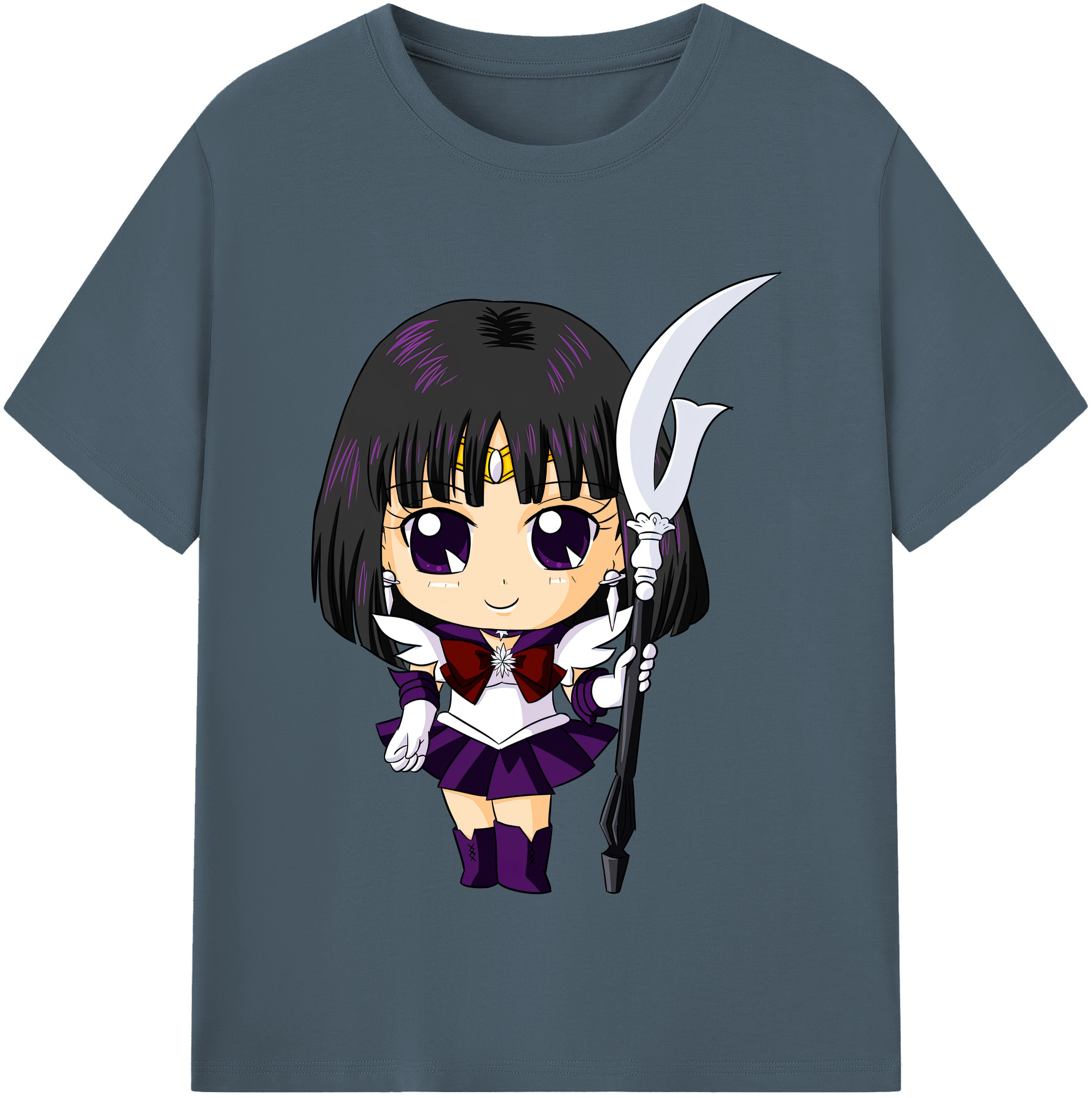 （画像用） 美少女戦士セーラームーン 土萠ほたる Sailor Moon Tomoe Hotaru （セーラーサターン；Sailor Saturn） 綿100％半袖Tシャツ（フロントプリント）
